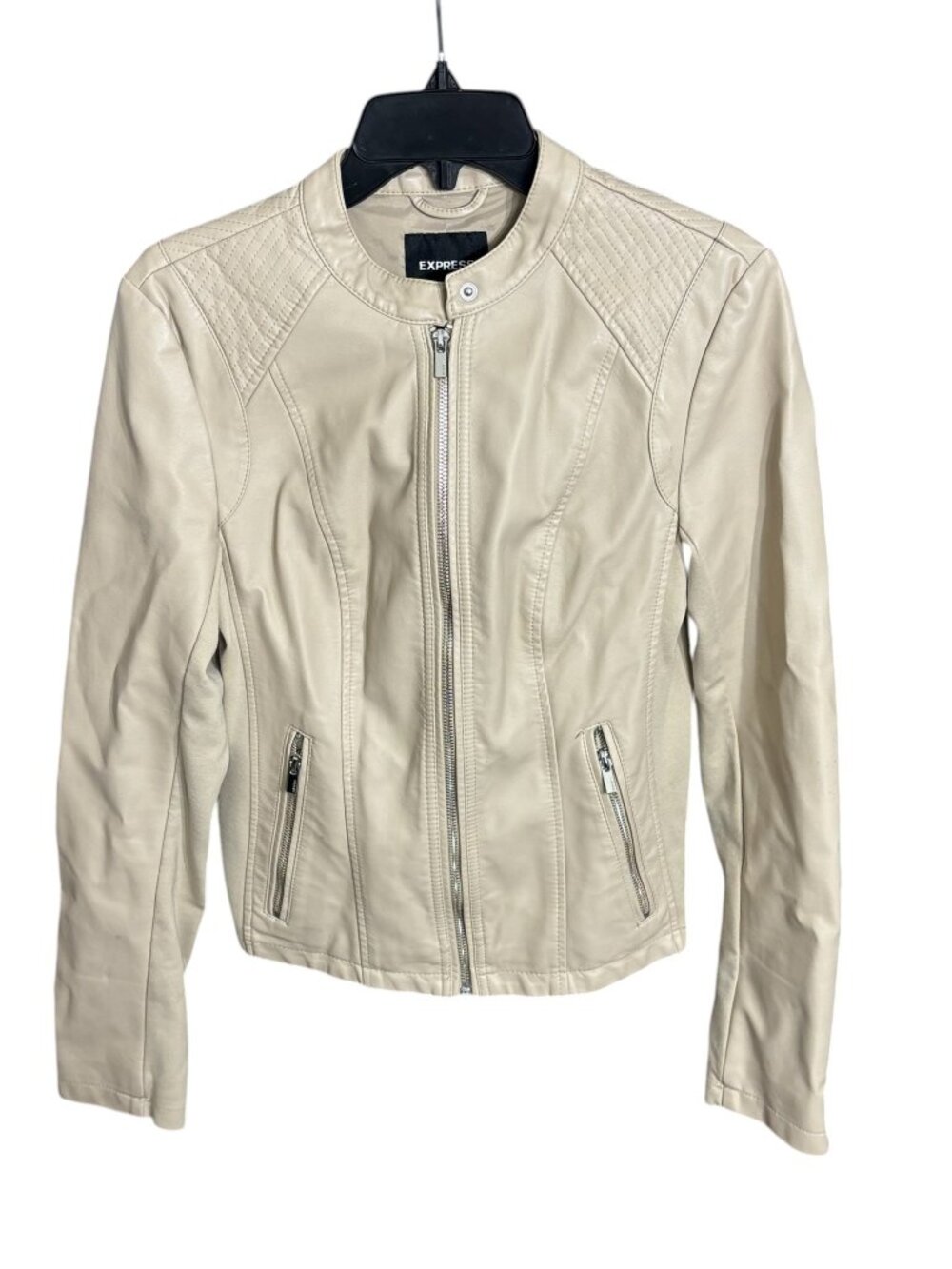 Express Cream Leather Jacket Size Small